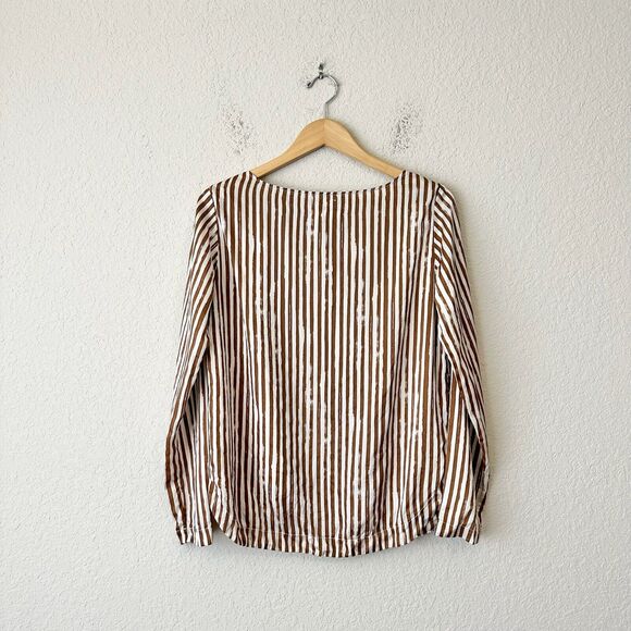 NWOT POMANDÈRE Long Sleeve Wool-Silk Striped Top in Brown/White - Picture 5 of 10